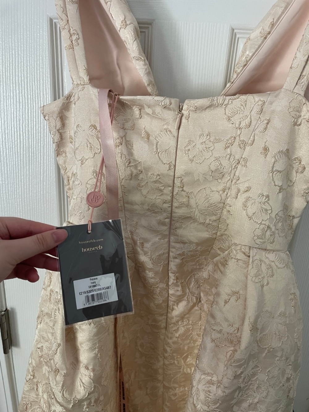 House of CB Metallic Ivory Floral Paloma Midi Dress - Picture 4 of 5